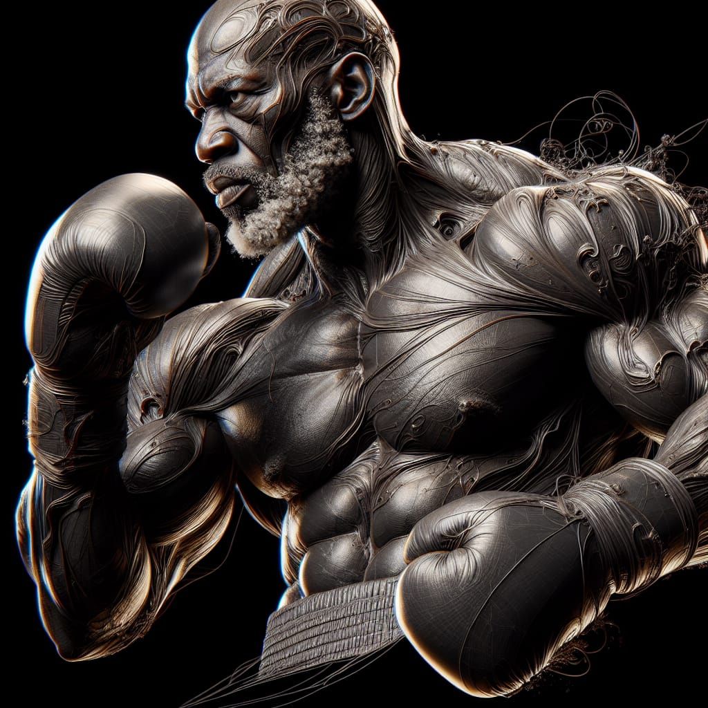 Powerful Boxer Portrait in Art Nouveau Style