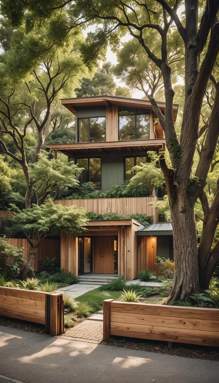 Minimalist Home Surrounded by Lush Garden