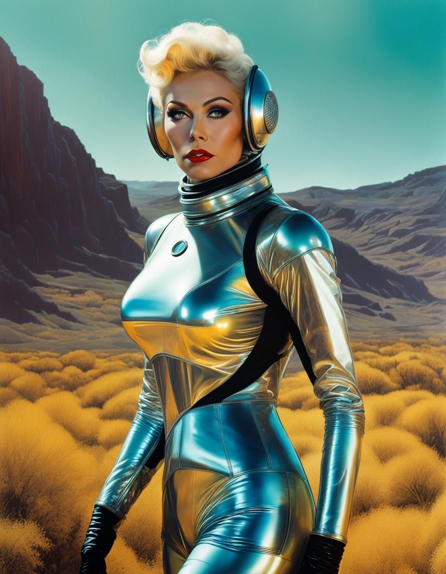 Retro Space Explorer in Transparent Suit