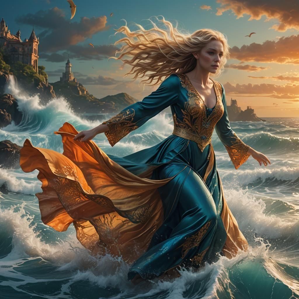 Ocean Gown: Detailed Matte Painting