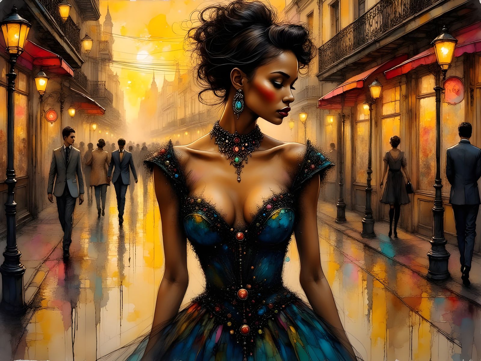 Elegant Ebony Women in Art Deco Splendor