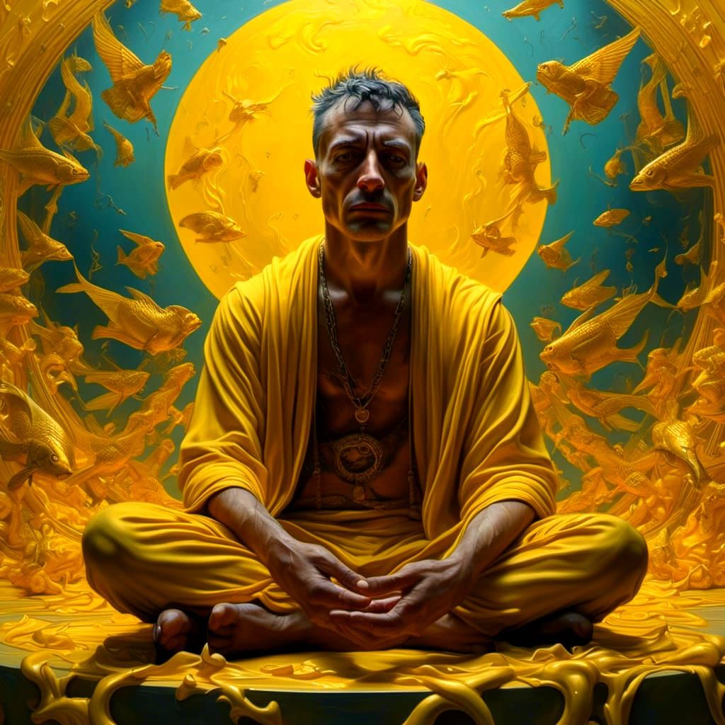 a man sitting in meditation position