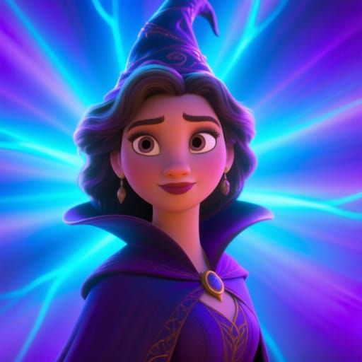 Beautiful Female Wizard Portrait in Pixar Style