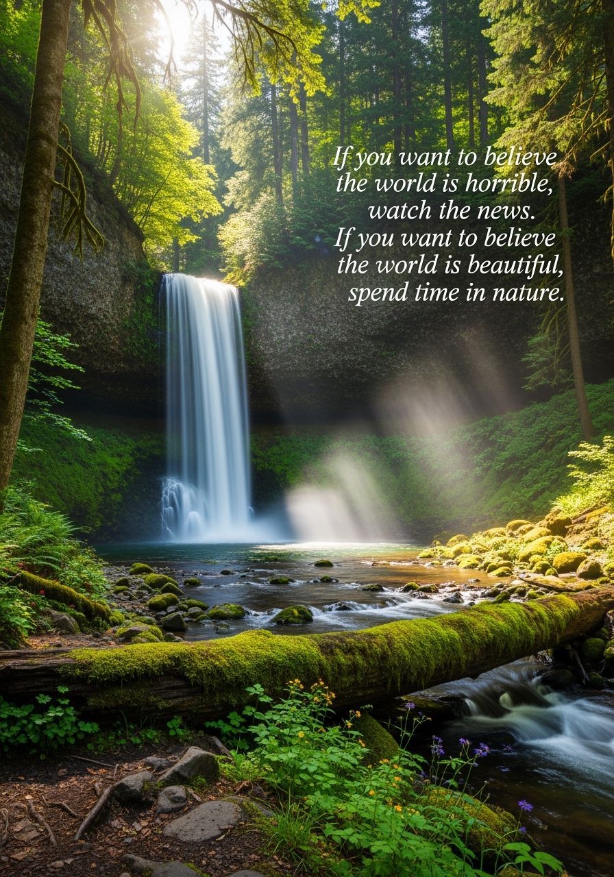 Majestic Waterfall in Serene Forest Landscape