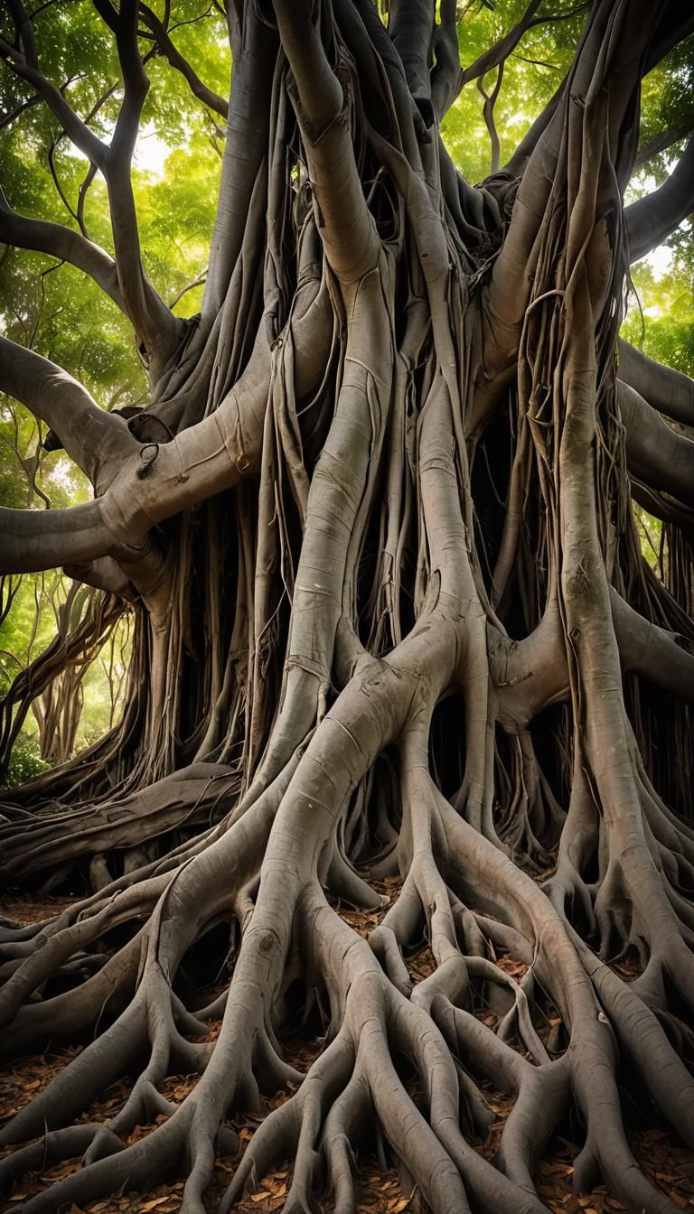 Banyan Tree's Aerial Roots in Vibrant Photography