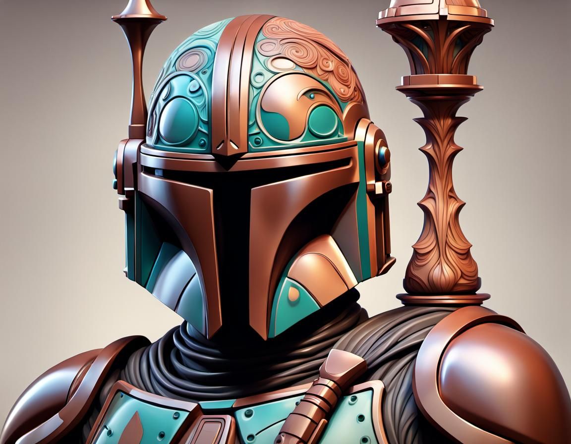 Mandalorian Chess Piece Fractal Art in 3D