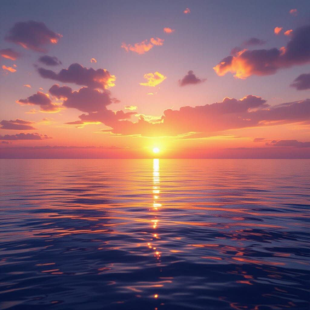 Breathtaking Sunrise Over Calm Ocean Horizon