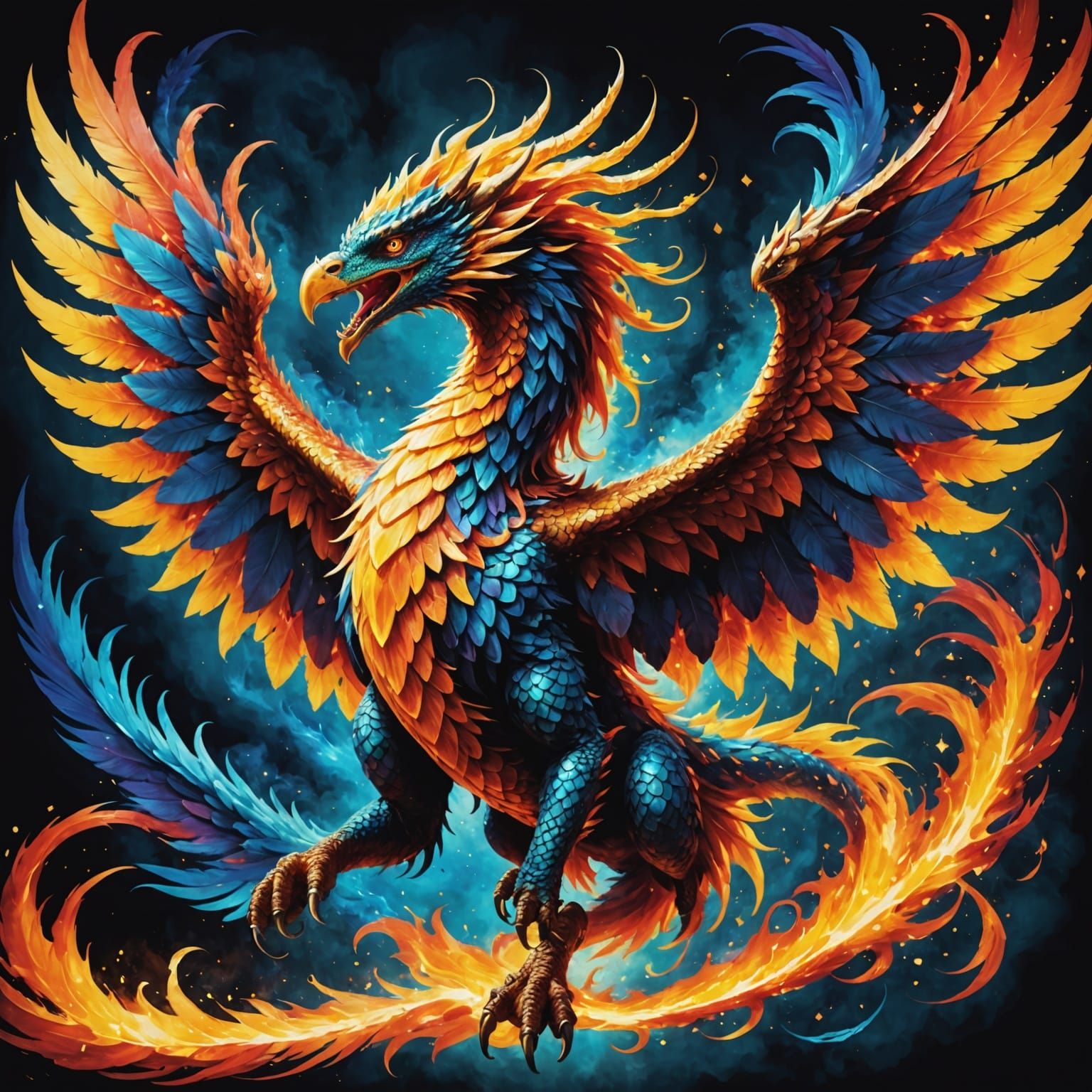 Majestic Phoenix in Flight: A Divine Creature