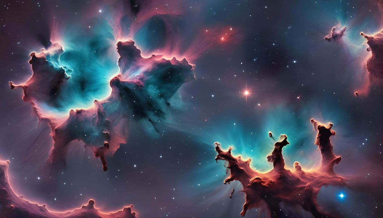 Fluorescent Star Nursery Nebula in Infrared