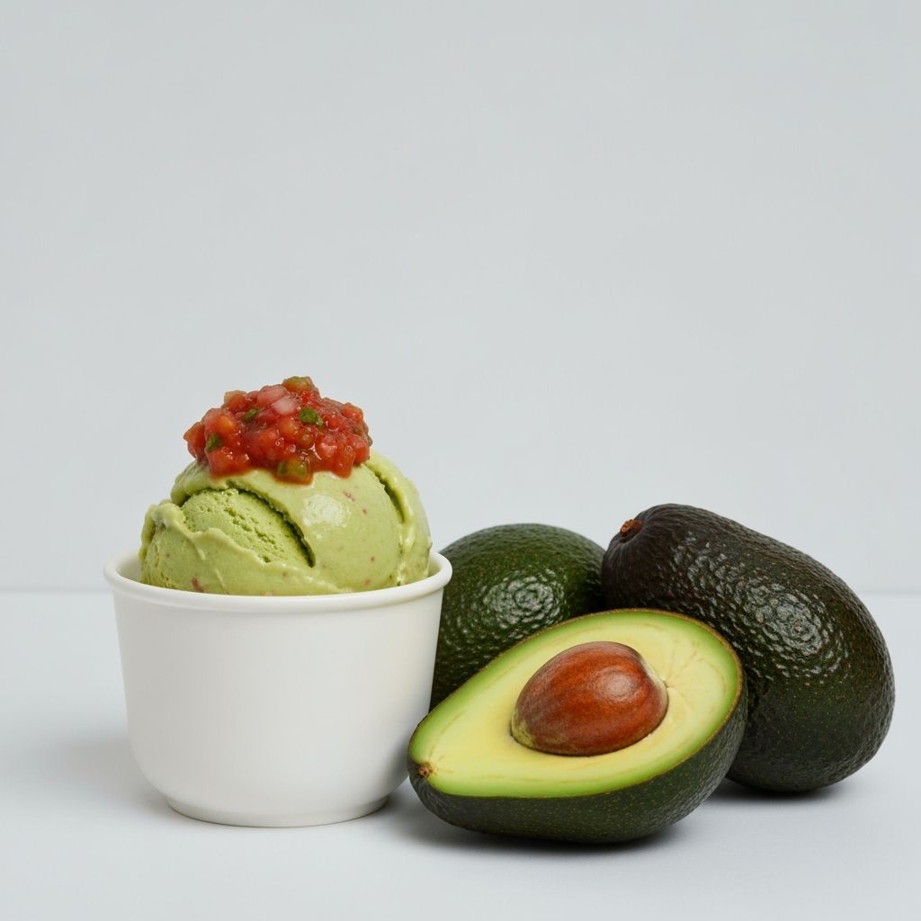 Guacamole Ice Cream with Salsa, Food Photography Style