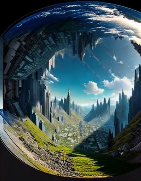 Surreal Glitched Landscape: An Inverted World