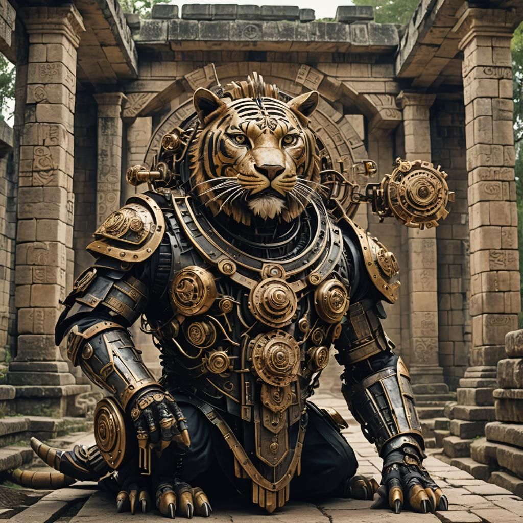 Steampunk Animal Musicians in Mayan and Egyptian Ruins