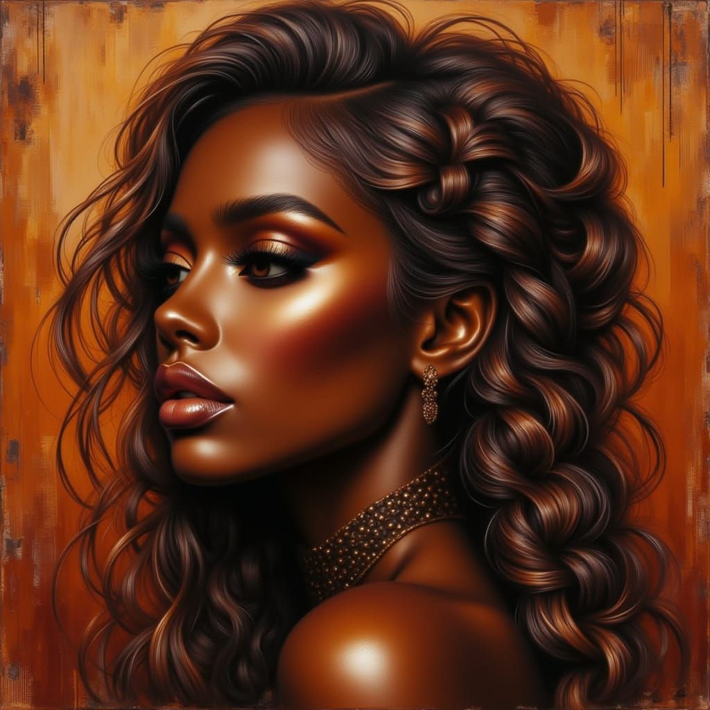 Surreal Goddess with Earthy Braids and Golden Accents in a W...
