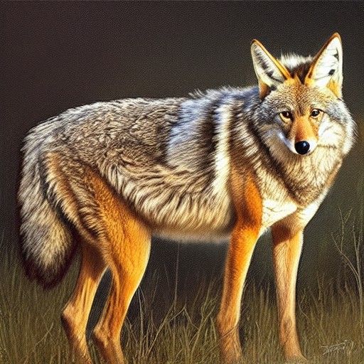 Coyote in Oil Painting Style