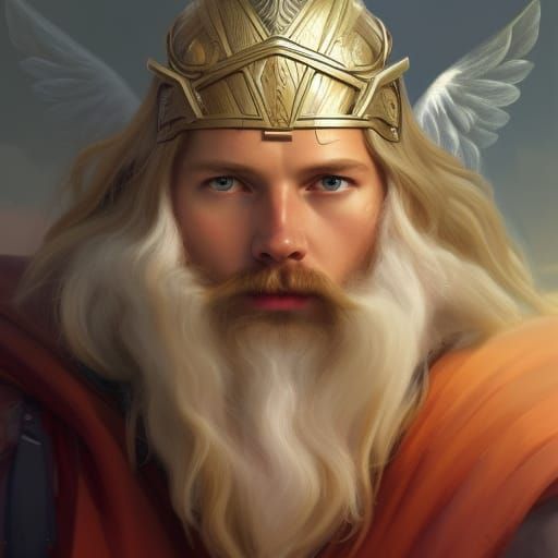 Angelic Thor Portrait in Hyperdetailed Lighting