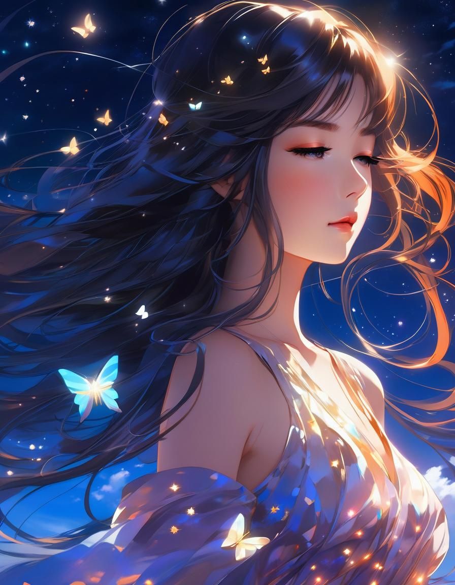 Luminous Girl Portrait in Manga Style
