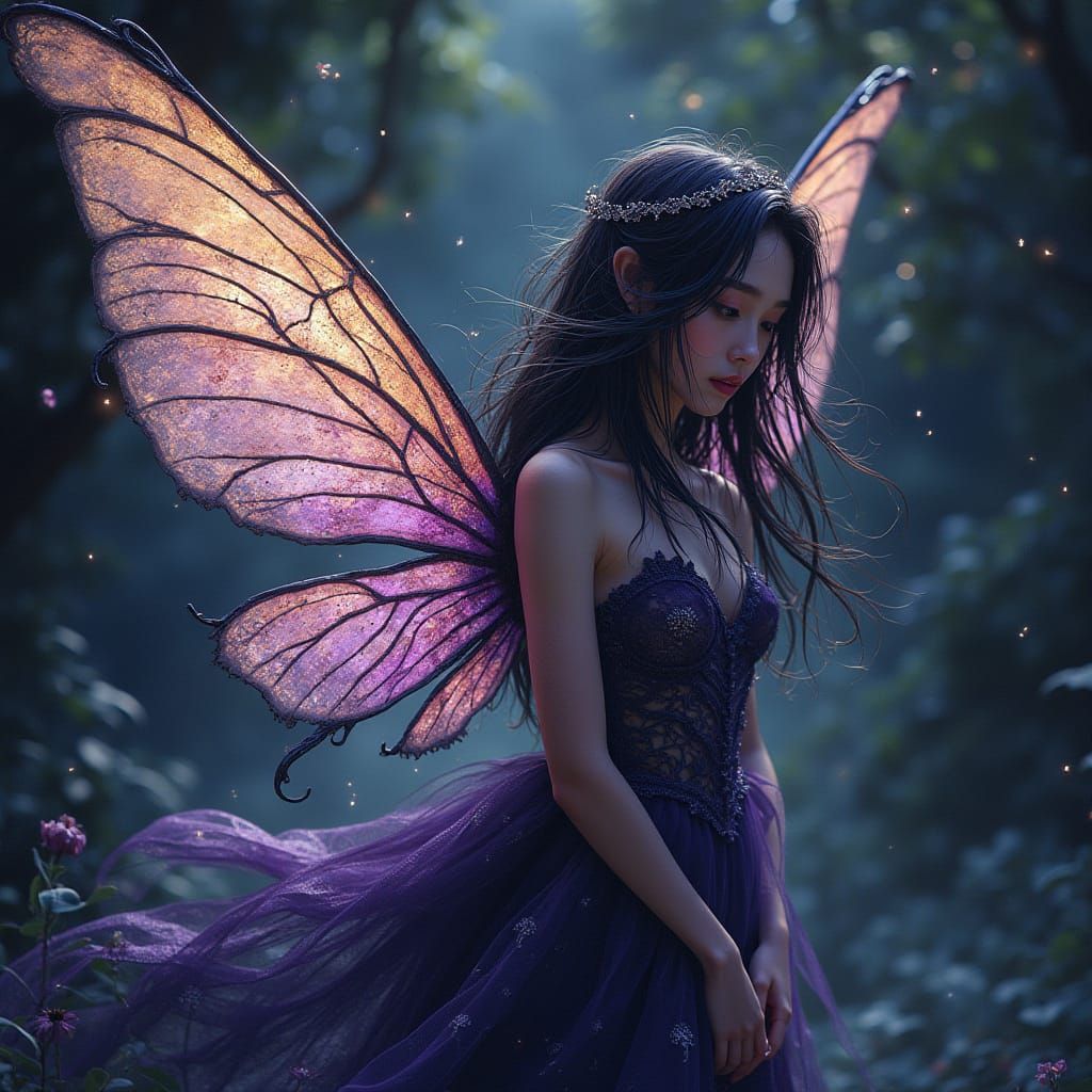 Ethereal Fairy in 80s Anime Style with Gothic Horror