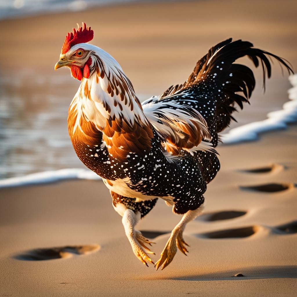 Speckled Sussex Hen's Beach Run: Pop Art Comic