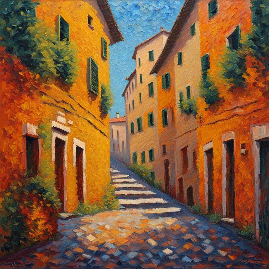 Rome in Expressionist Neo-Impressionism Style