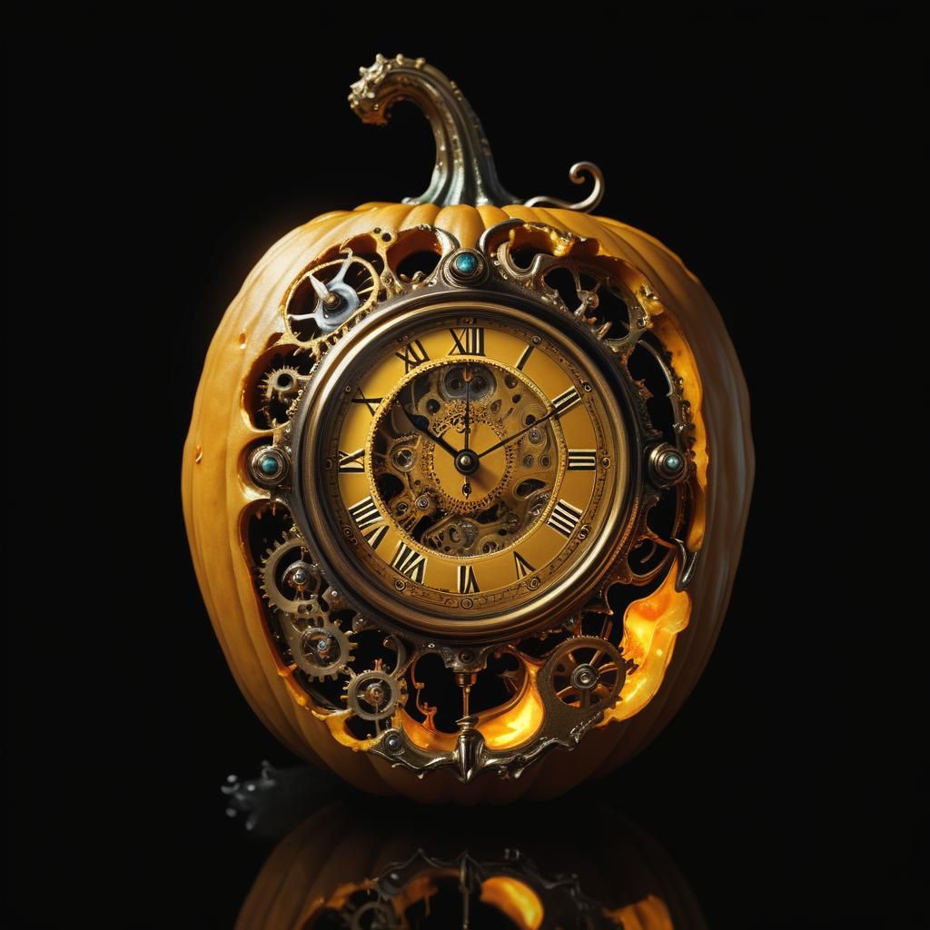Steampunk Pumpkin Melting Watch in Surreal Style