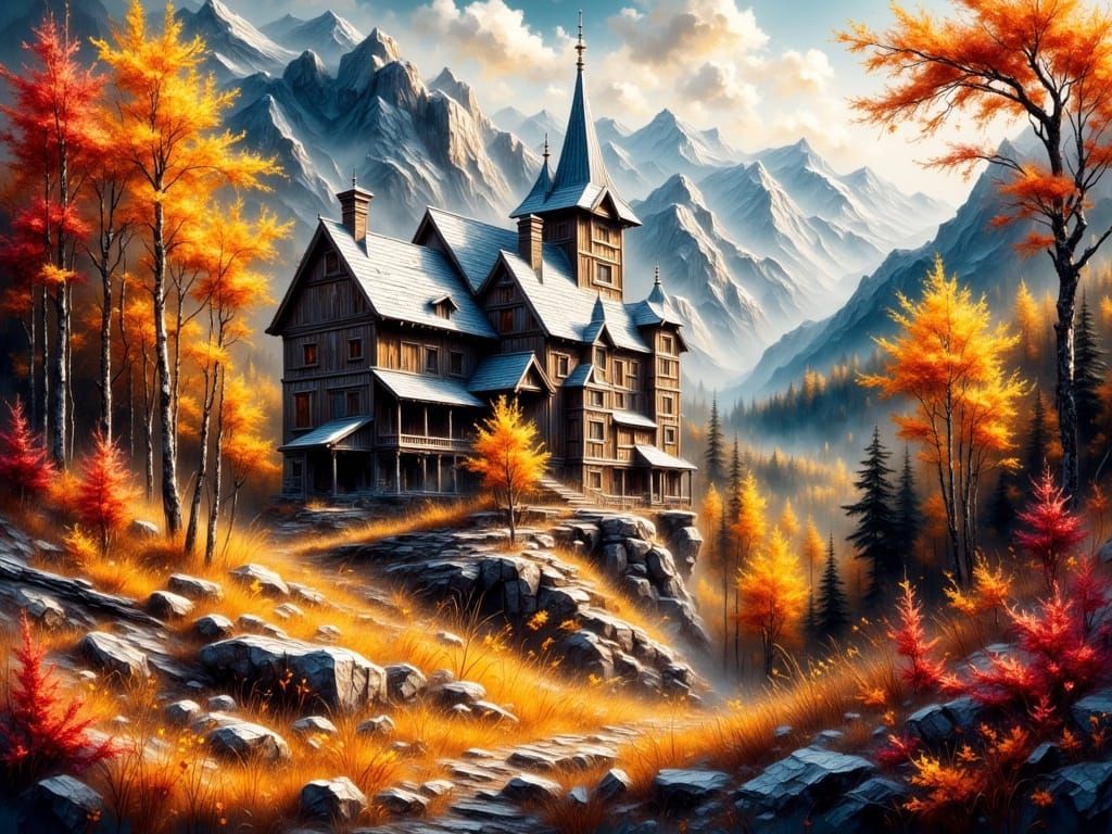 Serene Finnish Castle in Vibrant Autumnal Forest