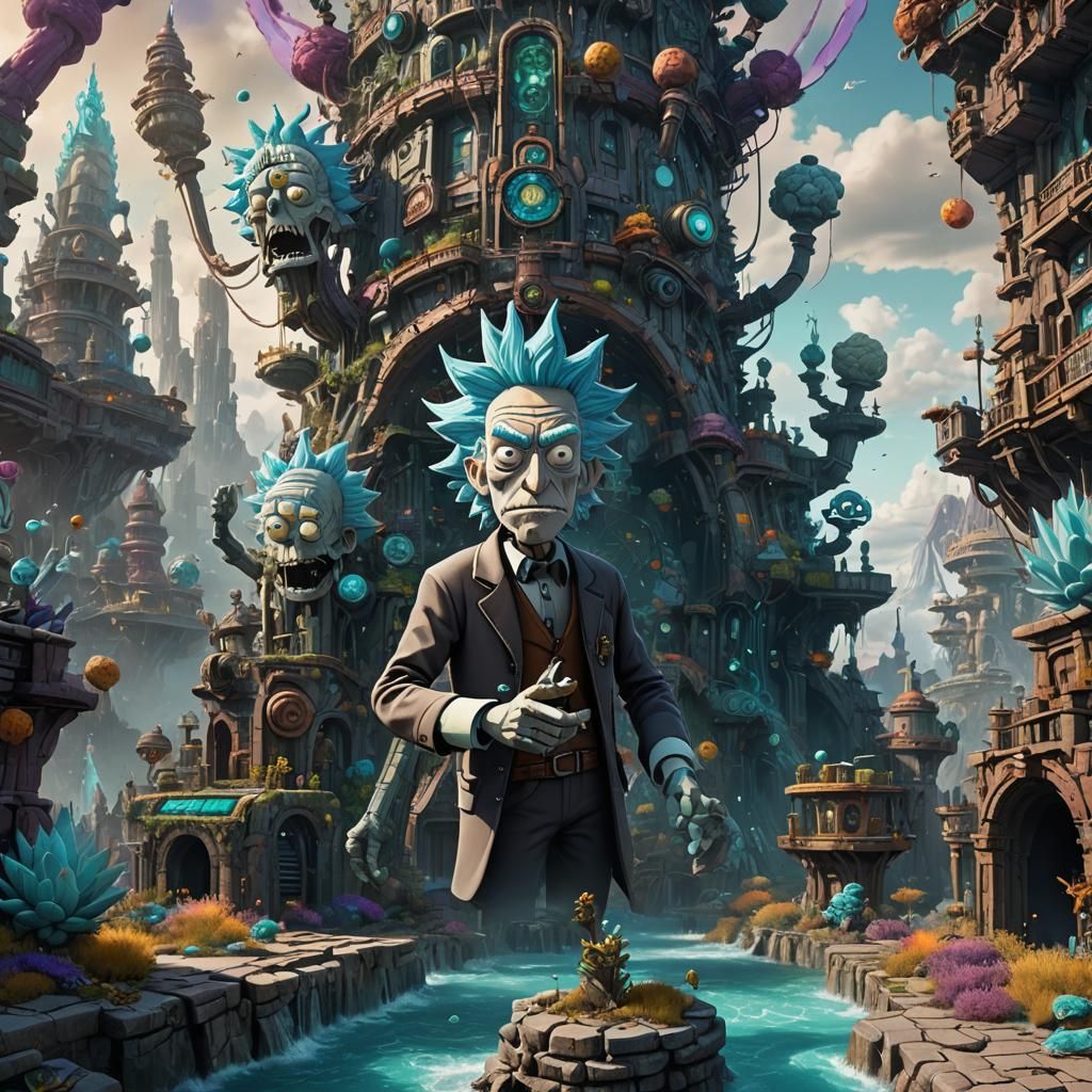 Detailed Matte Painting of Rick Sanchez in 8K