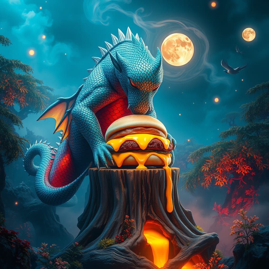 Majestic Caso Devours Gigantic Big Mac in Lush Fantasy Lands...