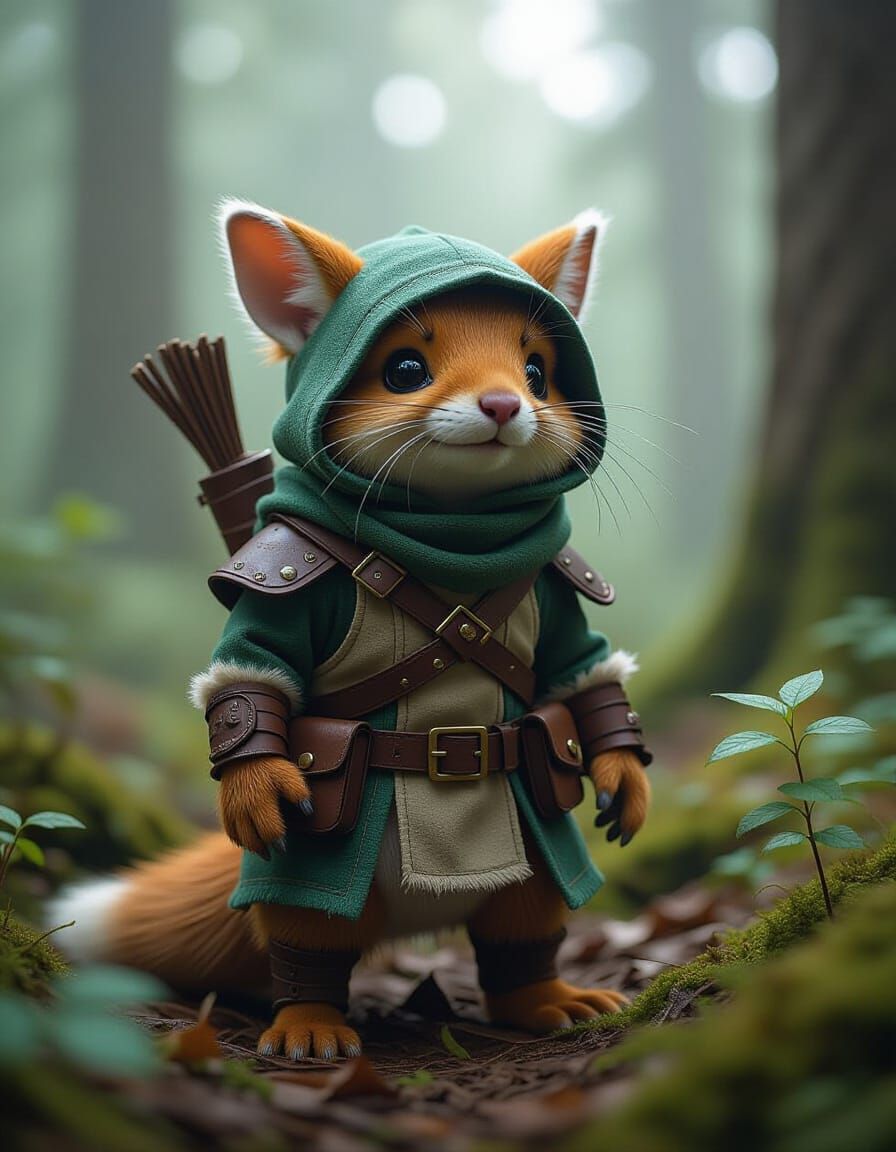 Goblin in Forest with Bokeh Effect, Hyperrealistic Style