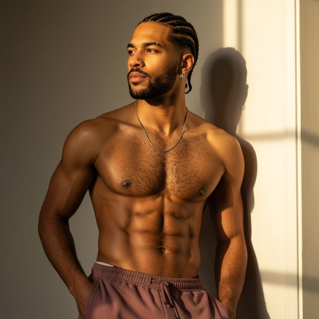 Photorealistic Portrait of Athletic Man in Track Pants