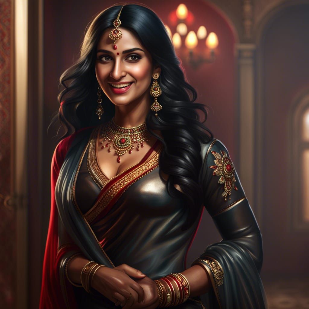 Beautiful Indian Woman in Red Lehenga Smiling