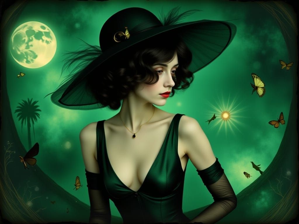 Femme Fatale In Dangerous Liaison, Art Nouveau Portrait