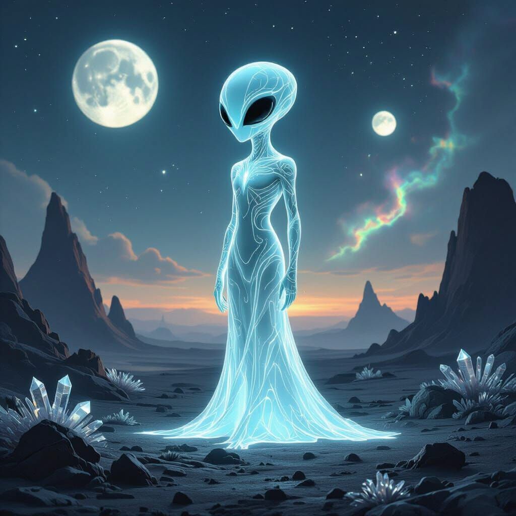 Bioluminescent Alien on Desolate Planet