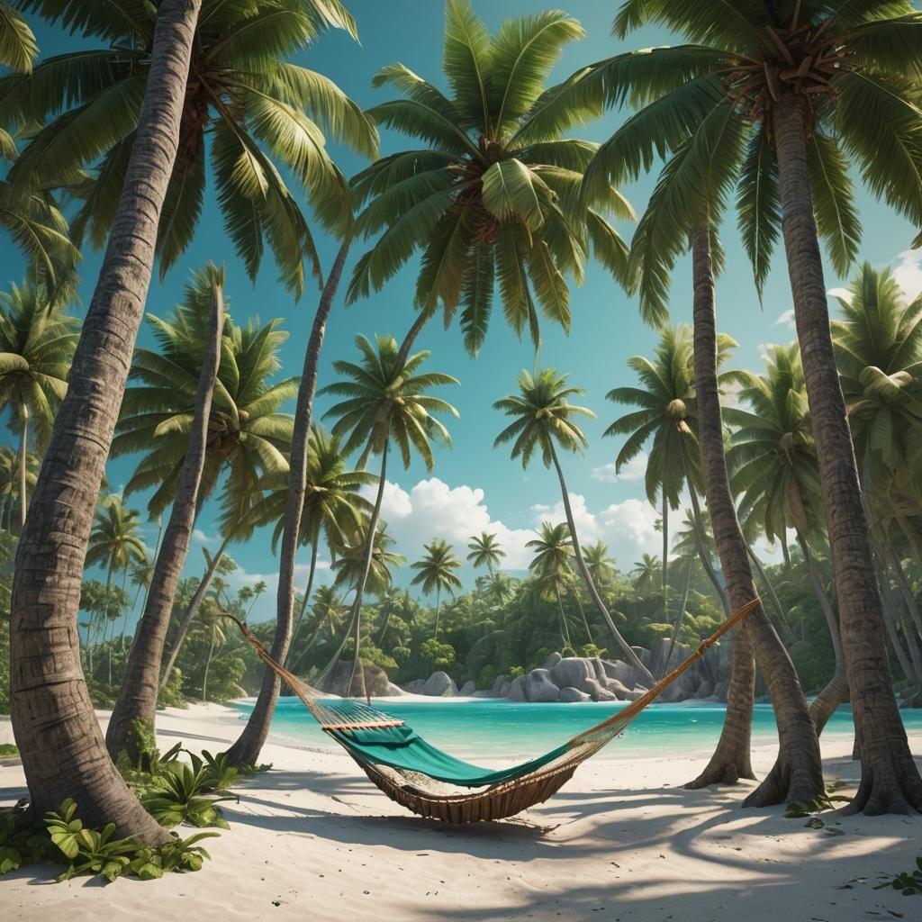 Tropical Beach Paradise in Detailed Matte Painting