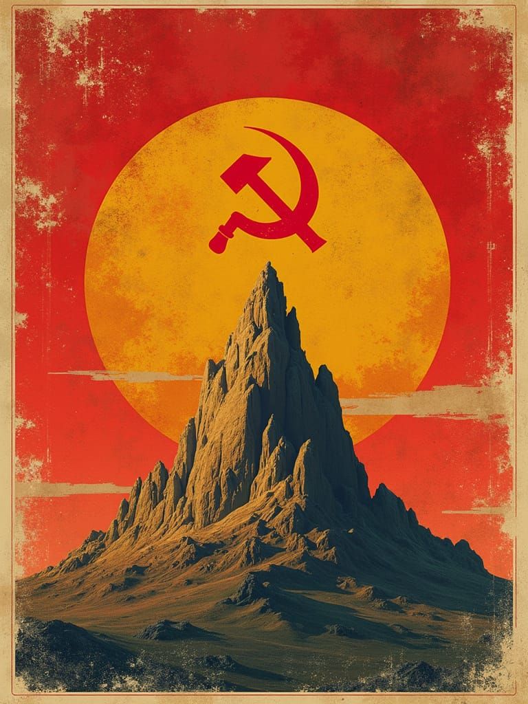 Soviet Era Glory in Vibrant Retro-Futuristic Style