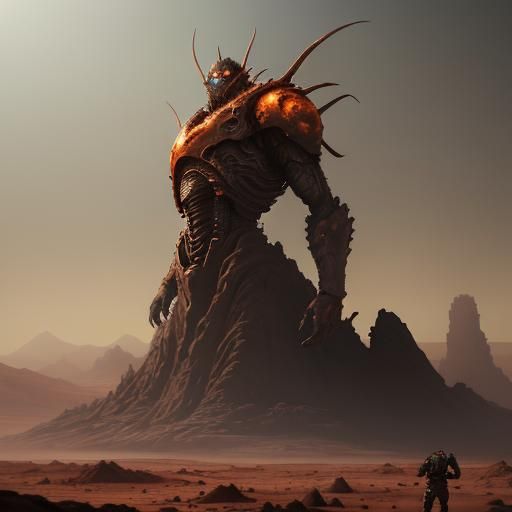 Majestic Biomechanical Hybrid on Barren Mars