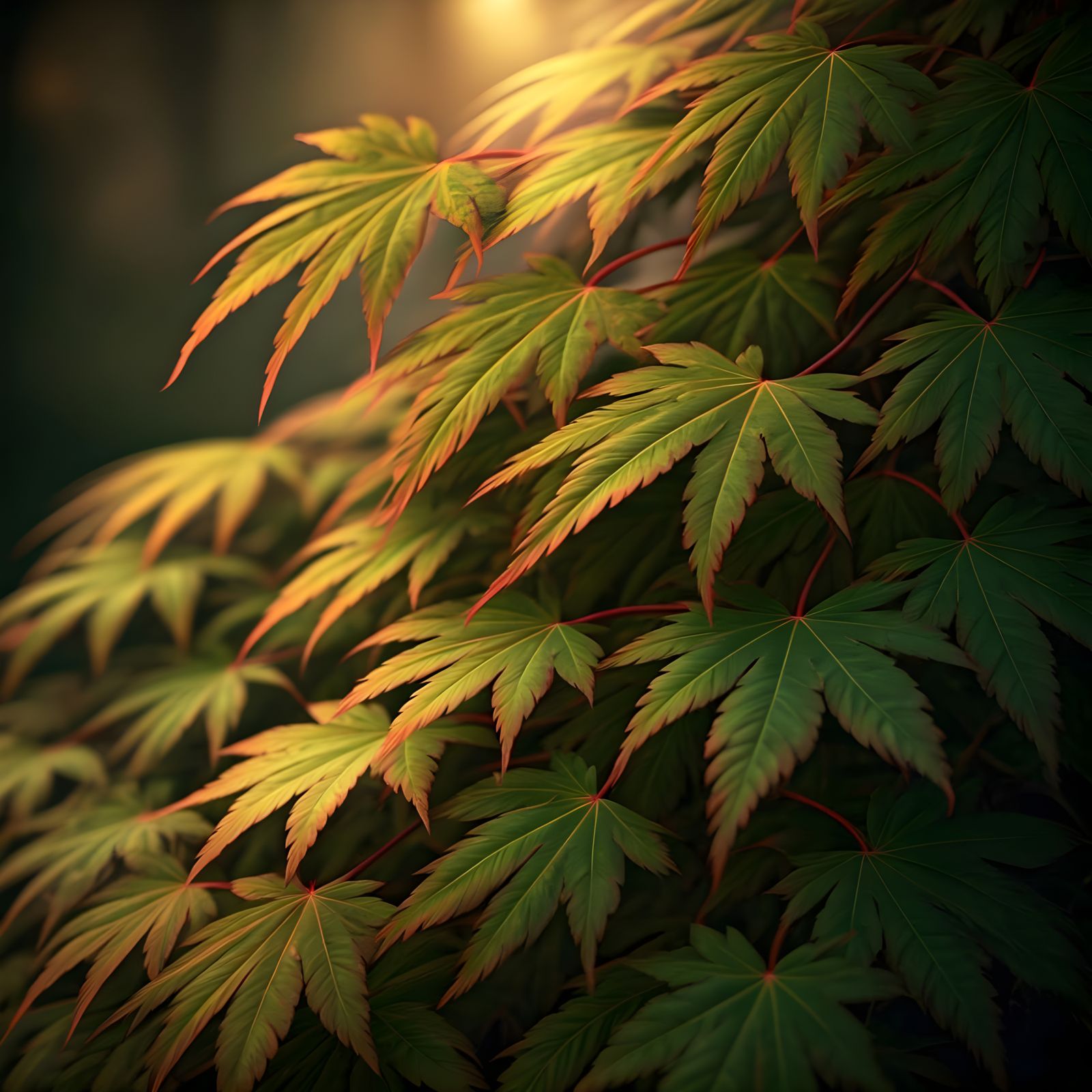 Hyper-Realistic Seiryu Japanese Maple in Warm Golden Light