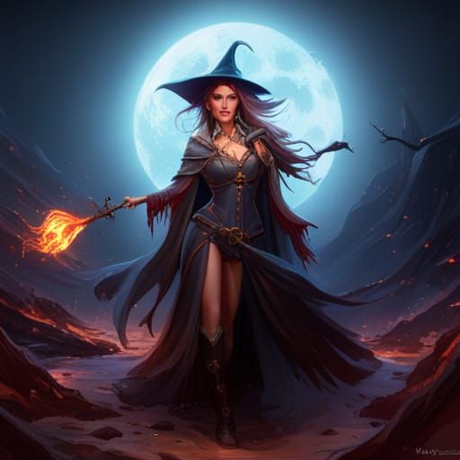 Attractive Witch in Dark Fantasy Style