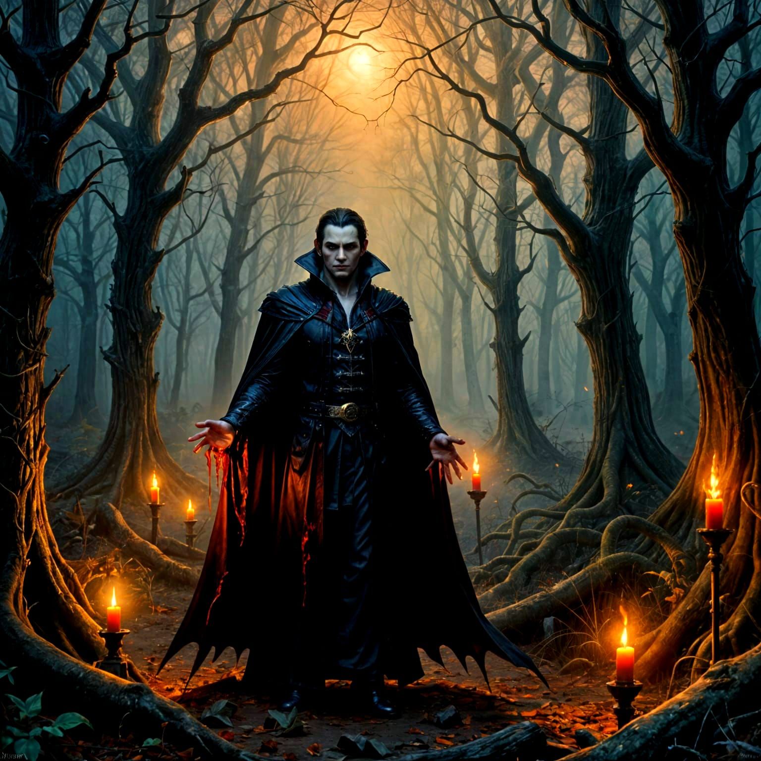 Ethereal Vampire in Hyperdetailed Fantasy Landscape