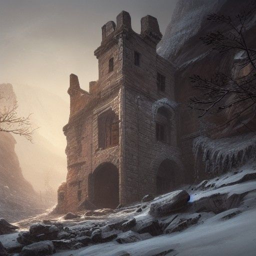 Winter Castle Ruins: Dark Fantasy Concept Art