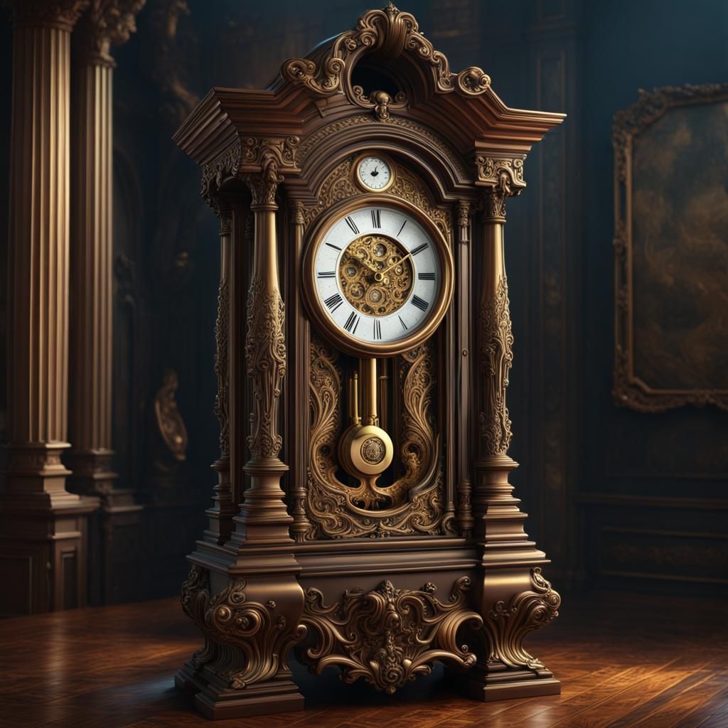 Melting Bronze Clock: Detailed Matte Painting