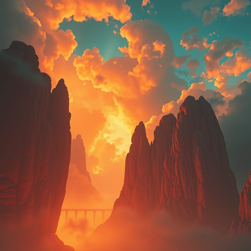 Epic Cinematic Sky in Persimmon and Cyan