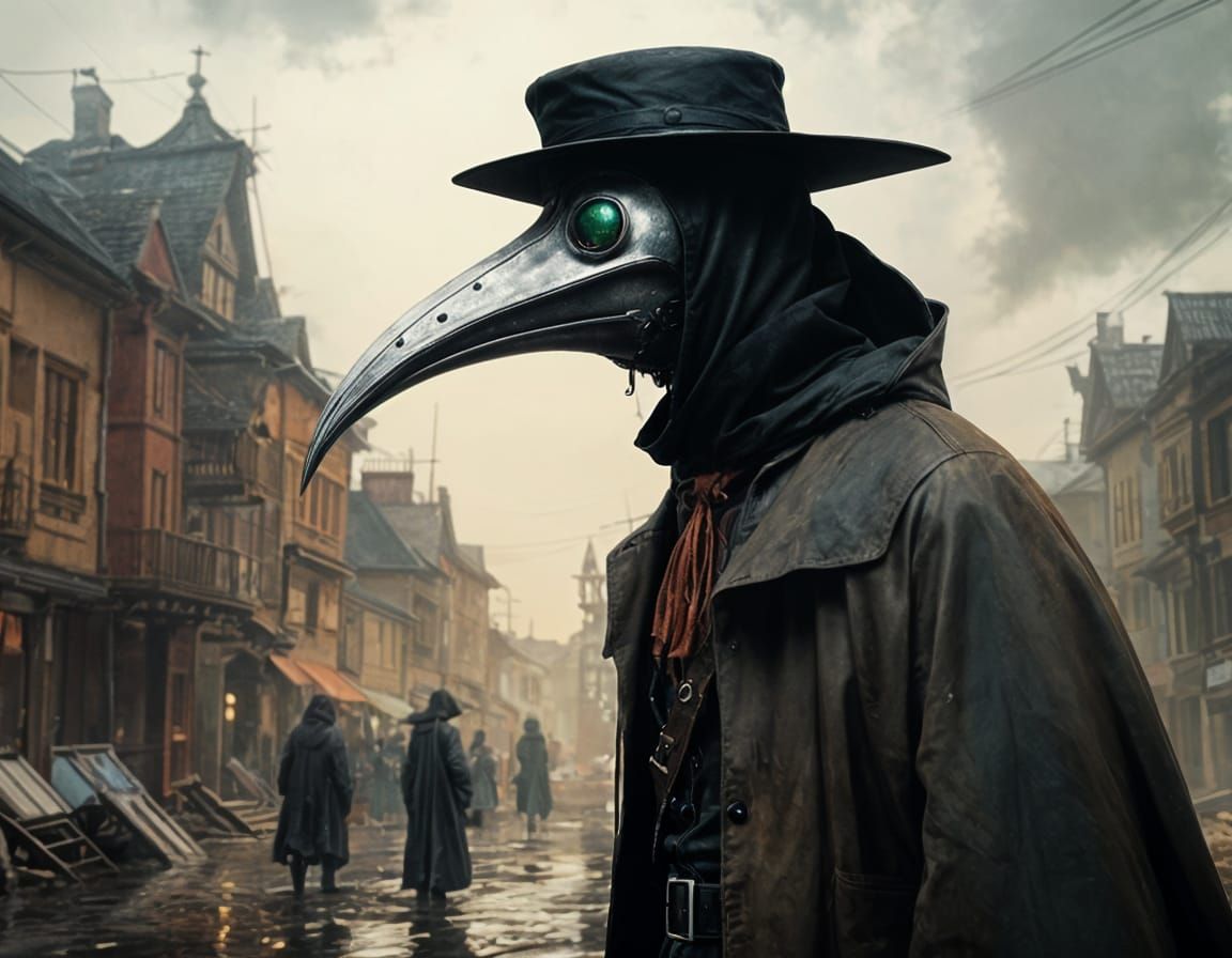 side portrait of Plague doctor