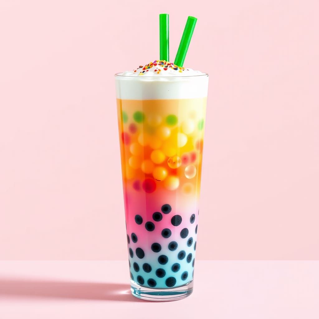 Colorful Bubble Tea in Dreamy Pop Art Style