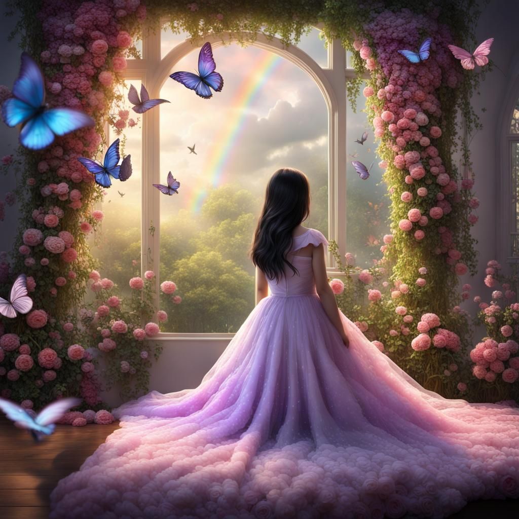 Rainbow Roses and Fairy: Digital Matte Painting