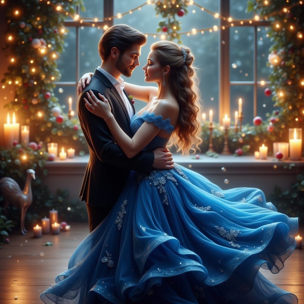 Romantic Christmas Ball Dance in Ethereal Fantasy Style