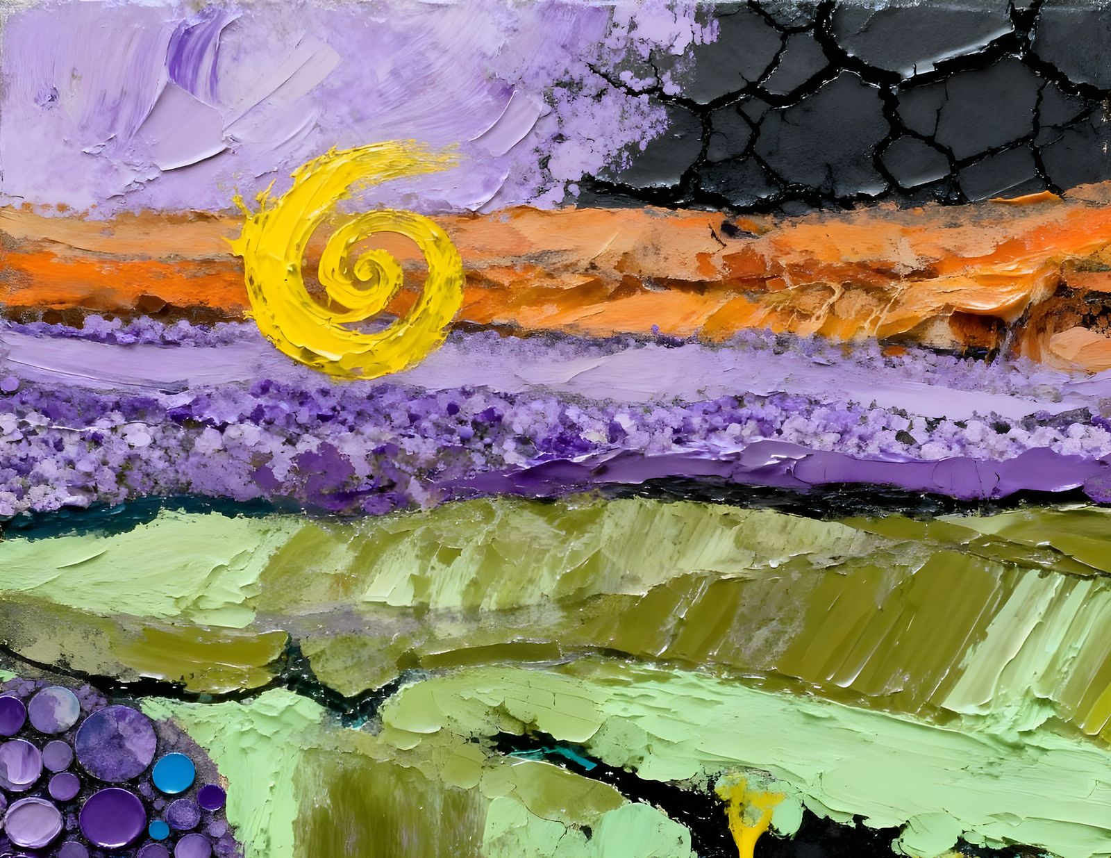 Encaustic Painting of Lavender and Olive Hues