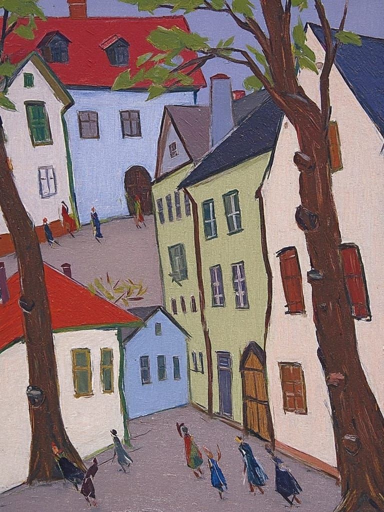 Vibrant Houses in Whimsical Landscape