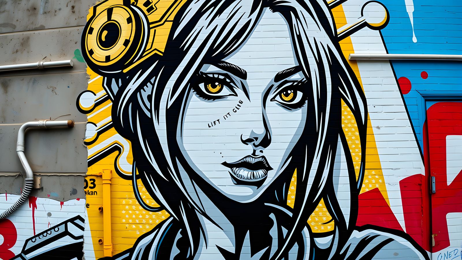 Anime Woman Graffiti Portrait in Pop Art Style