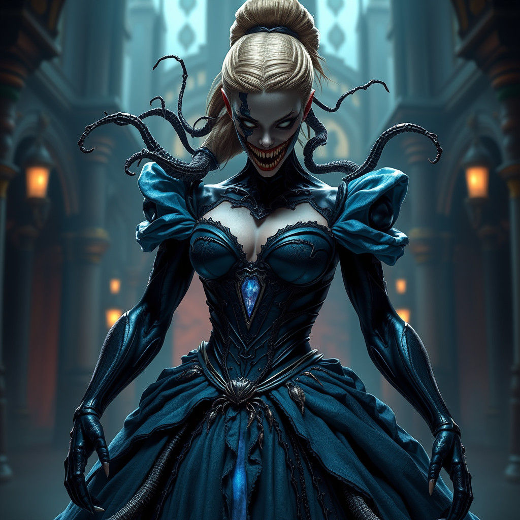 Elegant Monster in Tattered Ball Gown