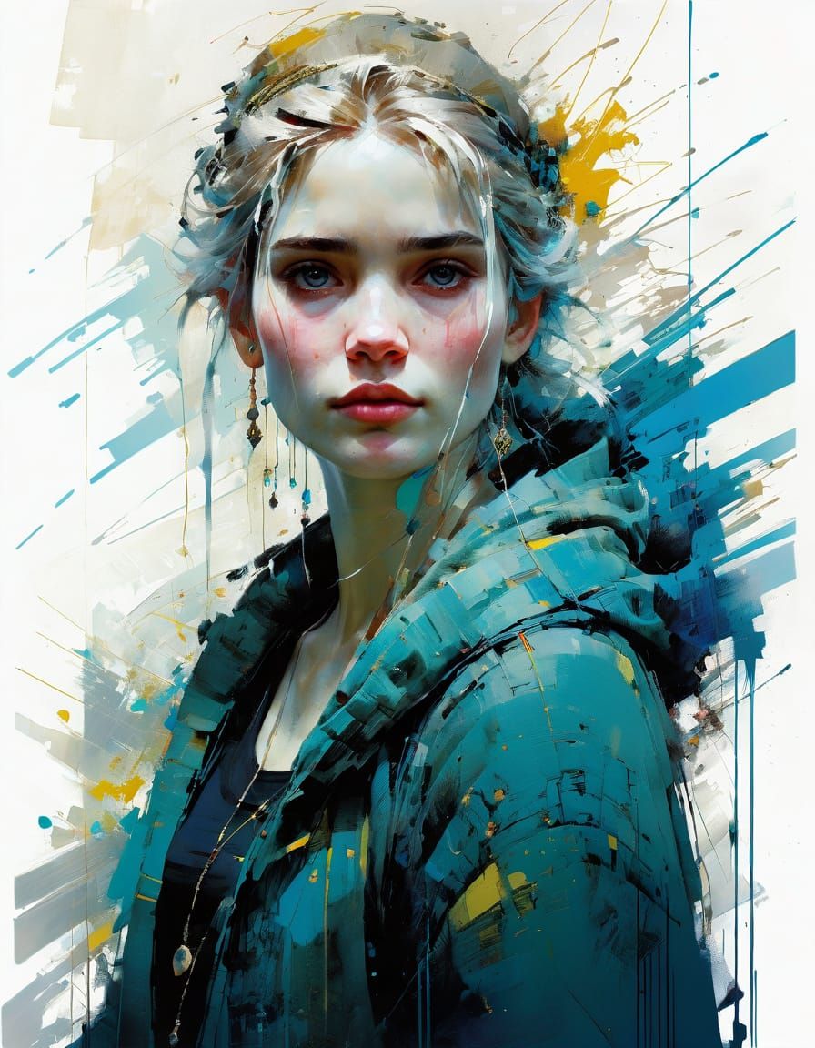 Elsa Portrait in Abstract Style with Complementary Colors